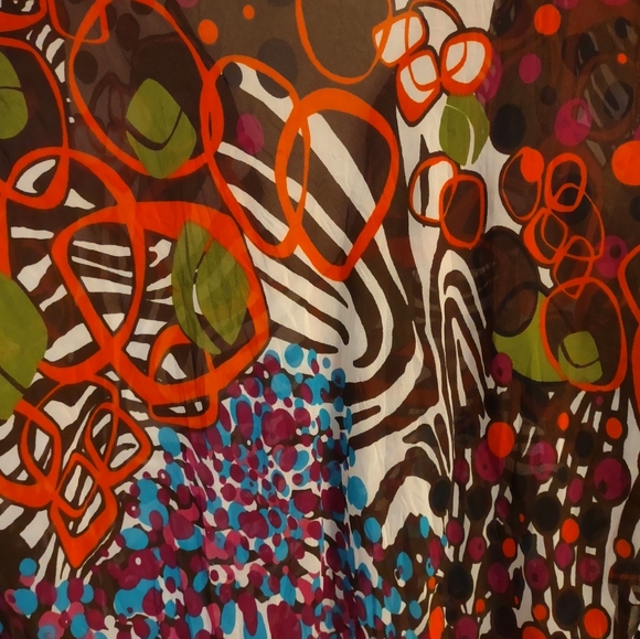 Bisou Bisou Tunic Top Blouse Beach Cover Up Semi-Sheer Abstract Zebra Print L - Picture 13 of 13